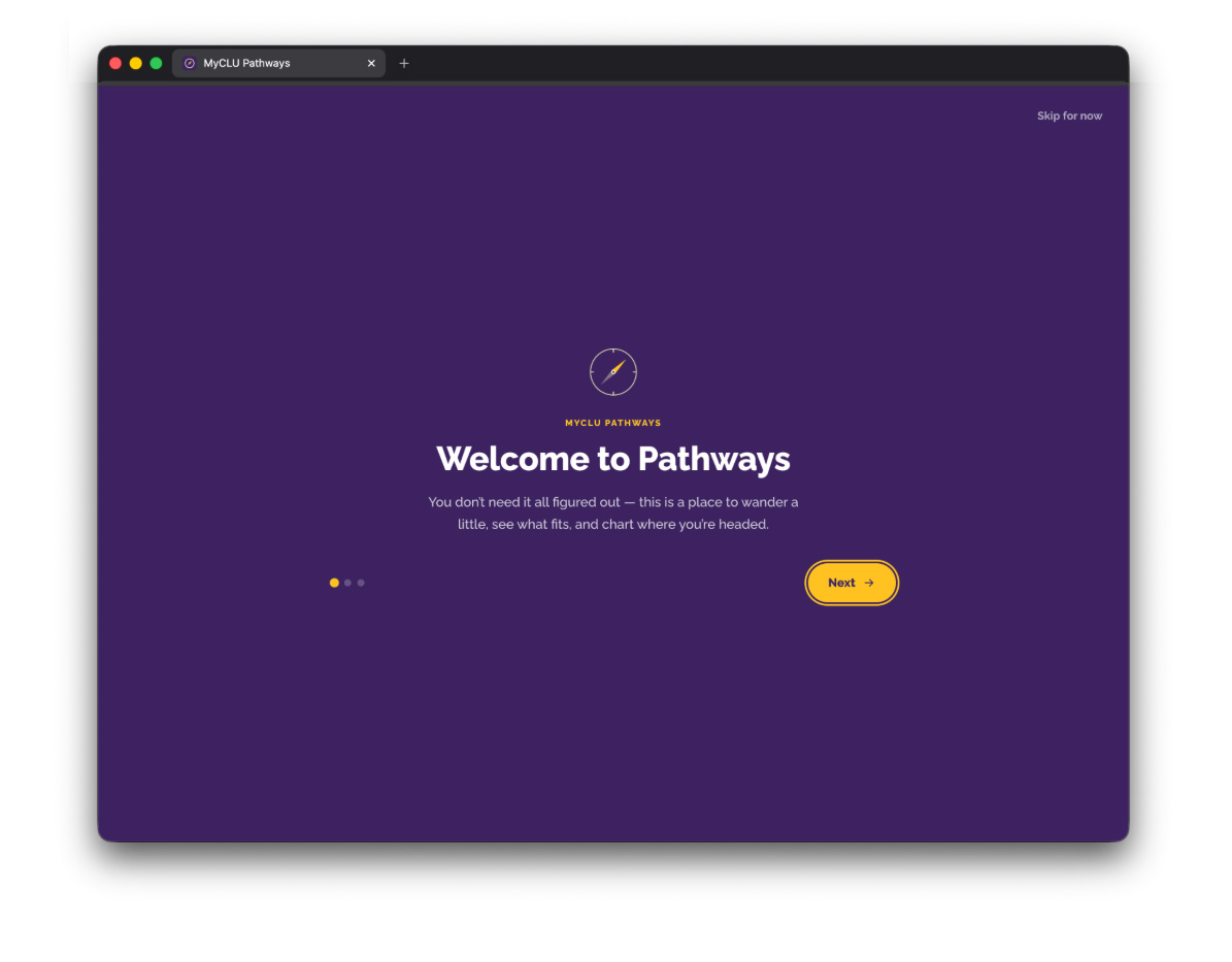 Pathways welcome screen