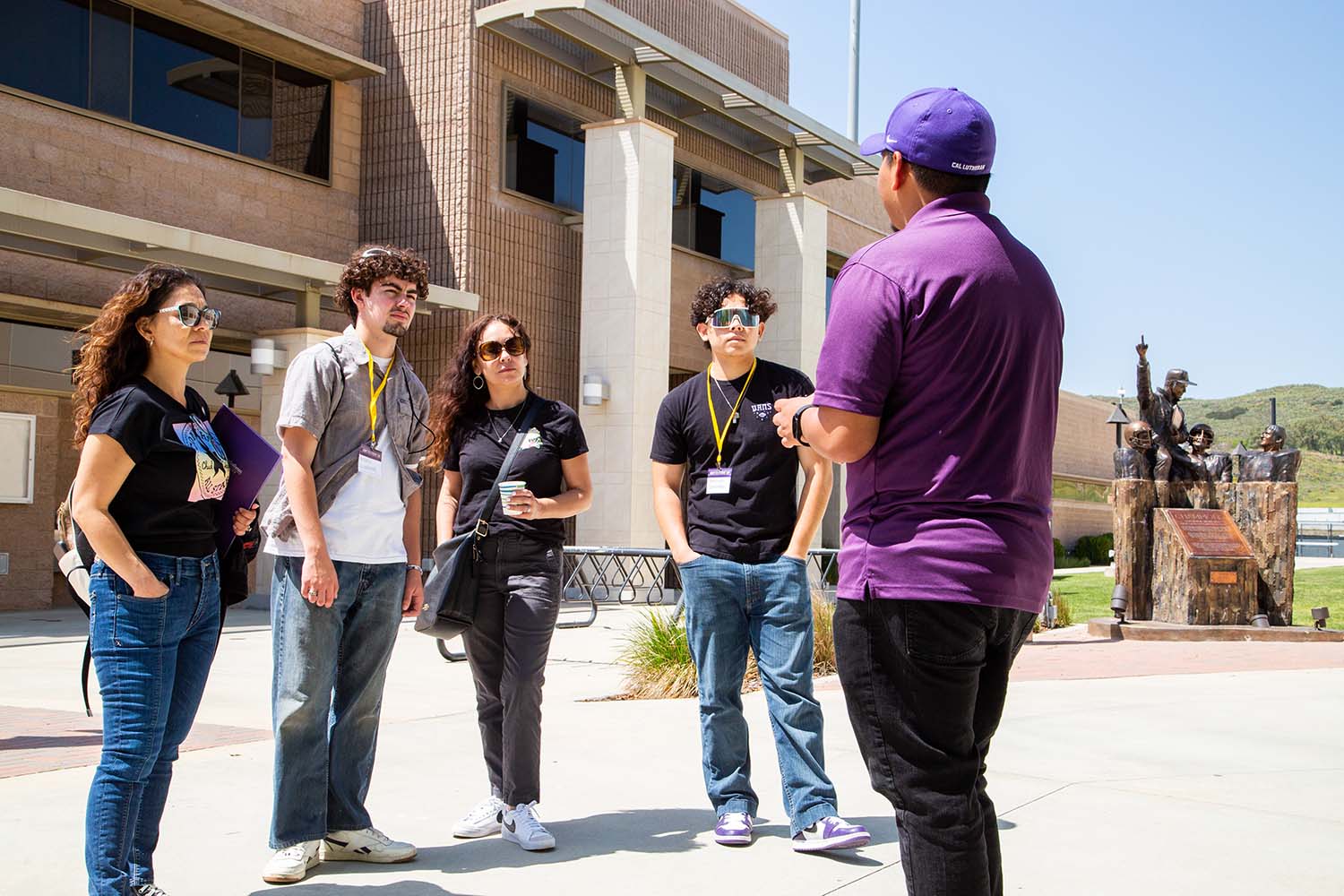 Group touring the Cal Lutheran campus