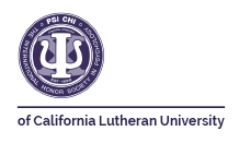 Psi Chi seal above the text "of California Lutheran University"