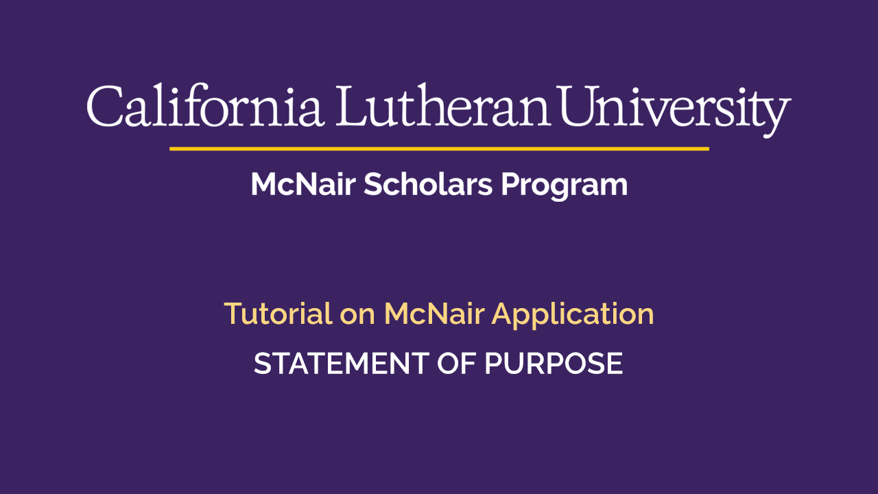 Tutorial - Statement of Purpose Tutorial - Statement of Purpose