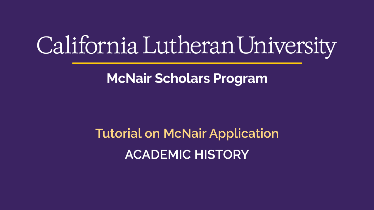 Tutorial - Academic History Tutorial - Academic History