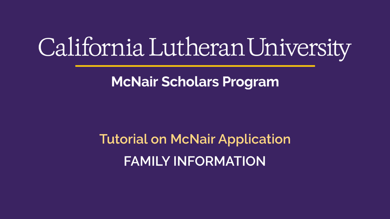 Tutorial - Family Information Tutorial - Family Information