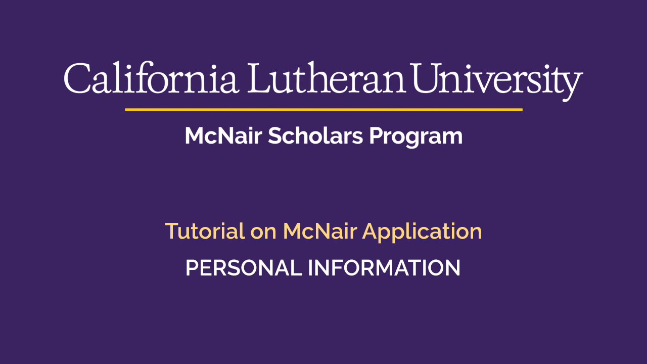 Tutorial - Personal Information Tutorial - Personal Information